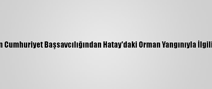 İskenderun Cumhuriyet Başsavcılığından Hatay'daki Orman Yangınıyla İlgili Açıklama: