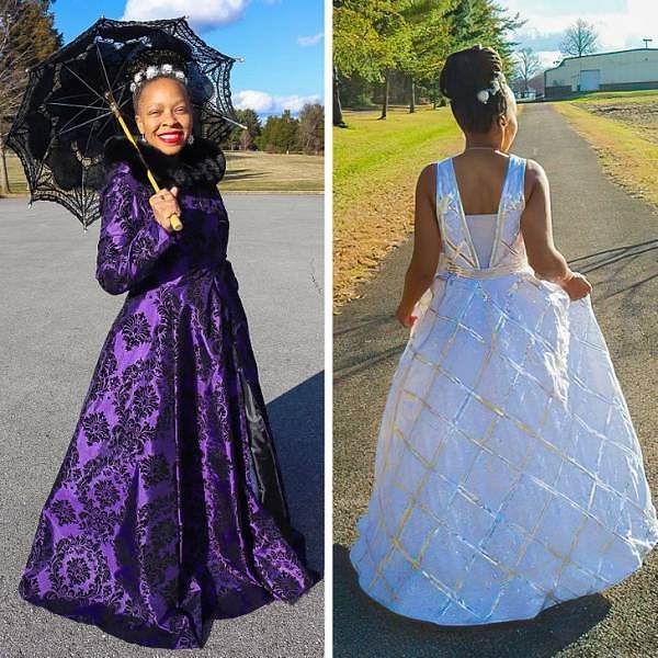 9. "Я сама создала дизайн и сшила себе свадебное платье с праздничной накидкой. Их украшают 70 000 завитков, вышитых мной вручную".