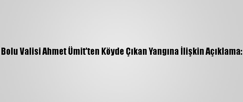 Bolu Valisi Ahmet Ümit'ten Köyde Çıkan Yangına İlişkin Açıklama: