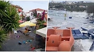 Seferihisar'dan Tsunami Görüntüleri: Ege Açıklarında Meydana Gelen Depremin Ardından Deniz Sokaklara Taştı!