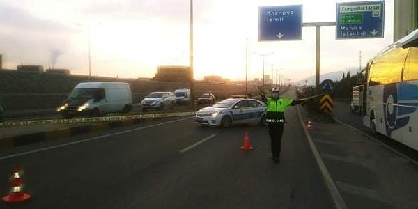20:00 Turgutlu-İzmir karayolu İzmir yönüne tek taraflı olarak trafiğe kapatıldı