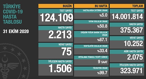 Günün Korona Tablosu Açıklandı: 75 Kişi Hayatını Kaybetti, 2 Bin 213 Yeni Hasta