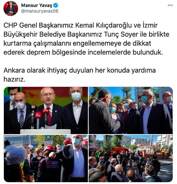 Bildiğiniz gibi İzmir'e diğer il ve ilçe belediyelerinden de çok destek geldi. İzmir halkına destek olmak için Ankara Büyükşehir Belediyesi Başkanı Mansur Yavaş da İzmir'e gidenlerdendi.