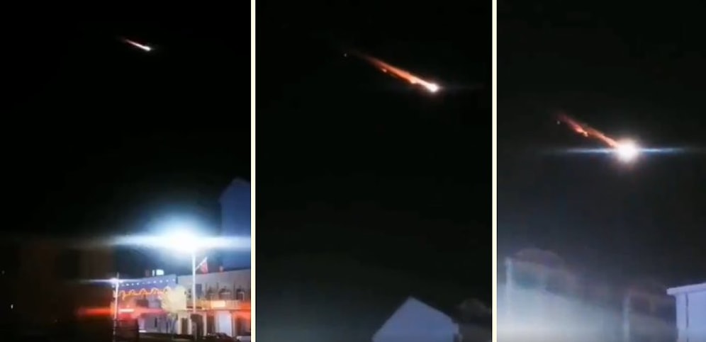Çin'de Kaydedildiği İddia Edilen ve Gökyüzünde Yanarak Yeryüzüne İnen Cismin Görüntüleri