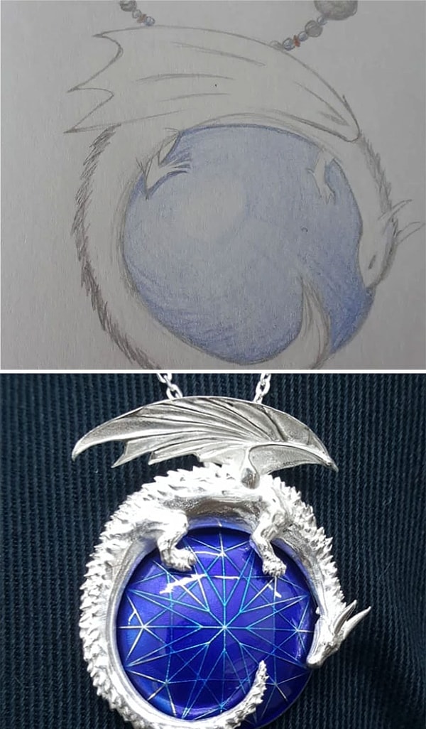 11. Эскиз клиента кулона и готовый кулон. Результат превзошел ожидания