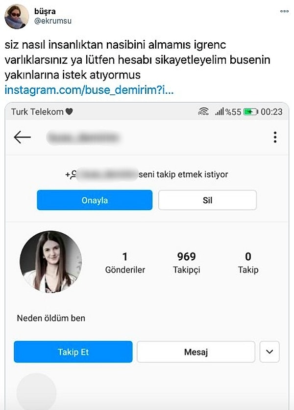 Daha da kötüsü geliyor: Hayatını kaybeden Buse Demir'in fotoğrafını kullanarak açılan bu fake hesaba söylenecek tek bir kelime bile bulamıyoruz artık.