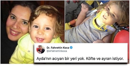 Enkazdan Çıktıktan Sonra Annesini Kaybeden Ayda İçin "Acıyan Bir Yeri Yok" Diyen Fahrettin Koca'nın Paylaşımı Tepki Gördü
