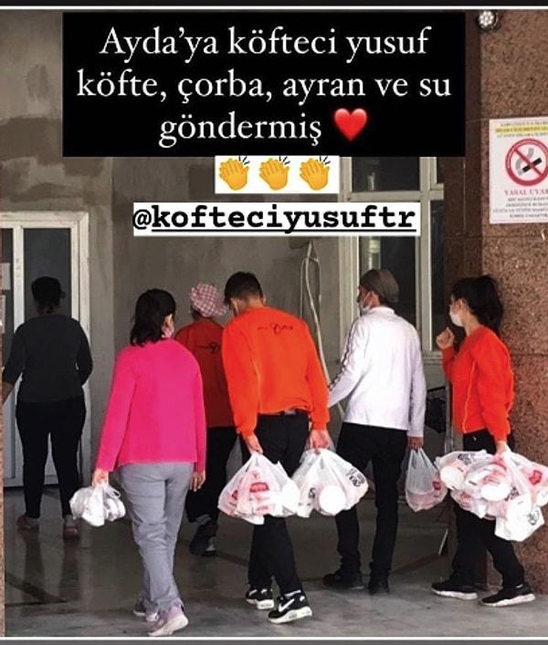 Ayrıca Instagram'da Köfteci Yusuf'un hastaneye paket servisinin ulaştığını gösteren bu fotoğraf da yayılmaya başladı.