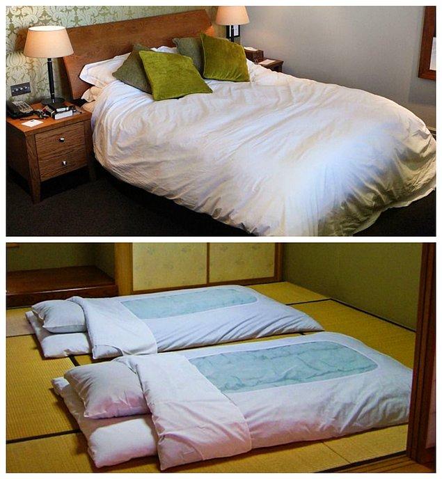 1. Japonya'da pek çok insan yataklarda değil şiltelerde uyuyor: