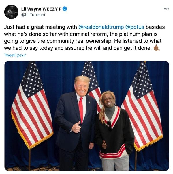 13. Lil Wayne, Trump ile yaptığı bir görüşmenin tweetini atarak kimi desteklediğini belirtmişti.