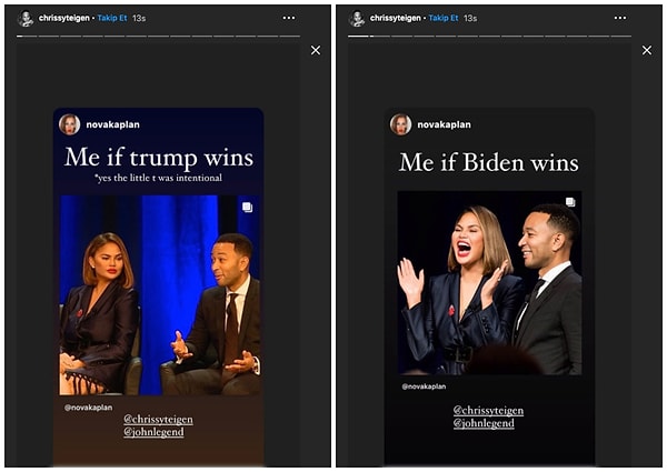 Крисси Тейген опубликовала забавный пост, где она открыто указывает, за кого они голосуют
