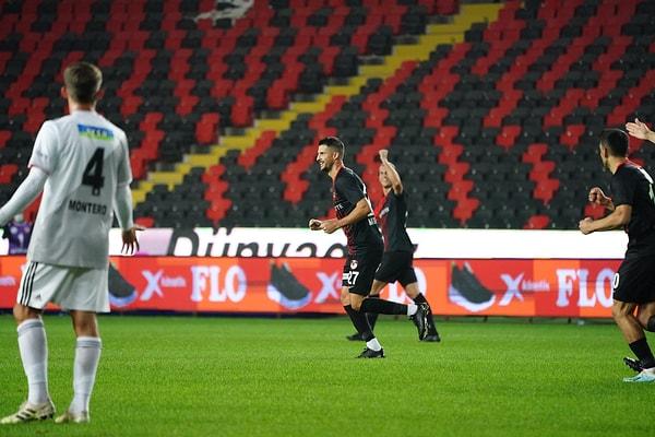 45. dakikada Mirallas'ın golüyle Gaziantep FK 1-0 öne geçti.