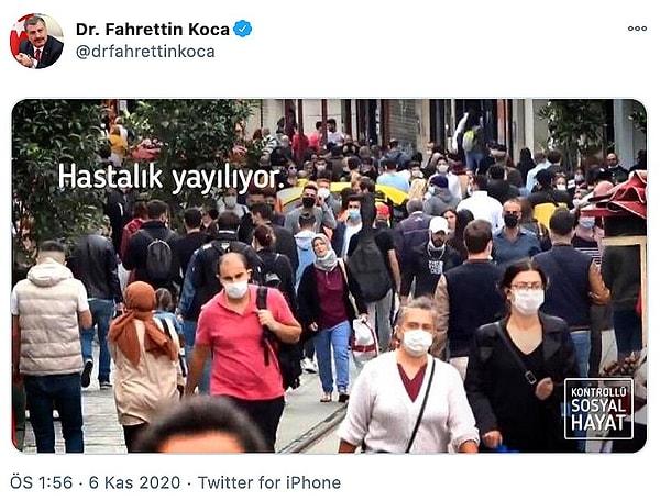 Fahrettin Koca'nın 'Hastalık yayılıyor' paylaşımına sosyal medyadan tepkiler geldi...