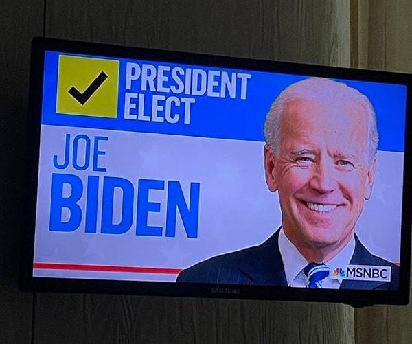 MSNBC'de Joe Biden'in seçimin galibi olduğunu duyurdu.