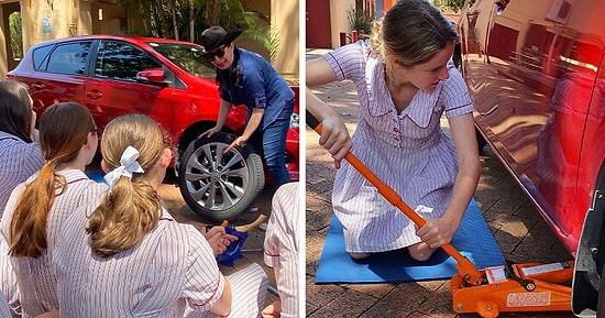 Школа ломает гендерные стереотипы и обучает девочек 11-го класса, как нужно ухаживать за автомобилями