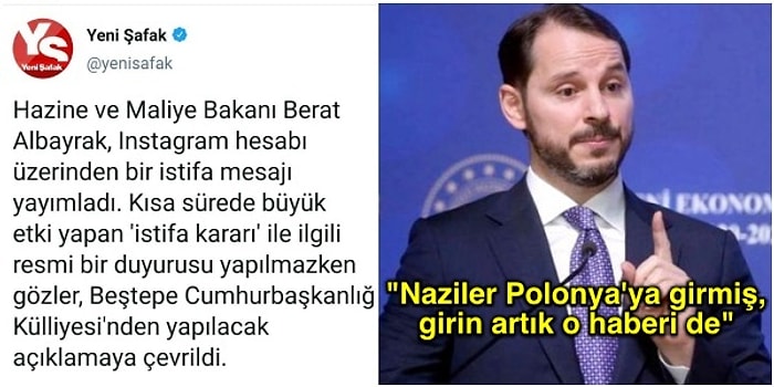 Berat Albayrak'ın İstifa Haberini Saatler Sonra Yayınlamaya Karar Veren Yeni Şafak'a Gelen Komik Tepkiler