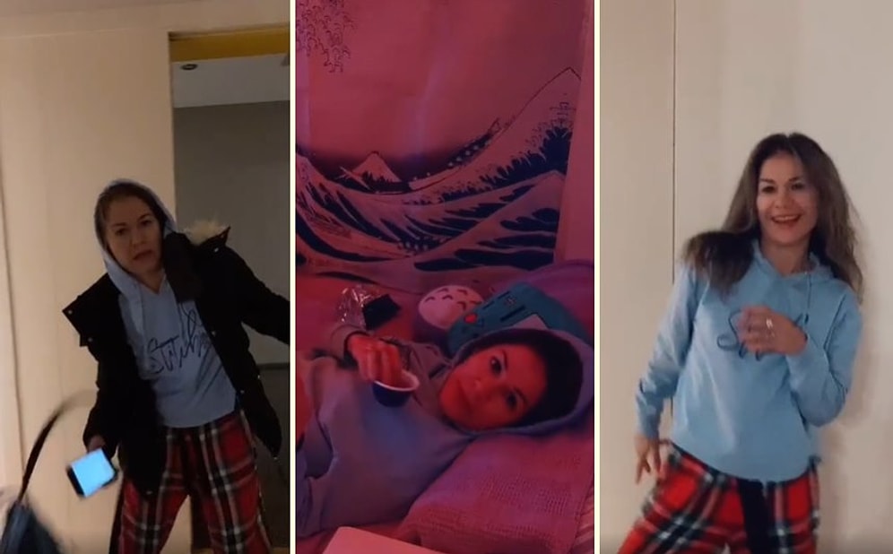 Kızının Ev İçindeki Huylu-Huysuz Hareketlerini Birebir Yapan Annenin Muhteşem TikTok Videosu