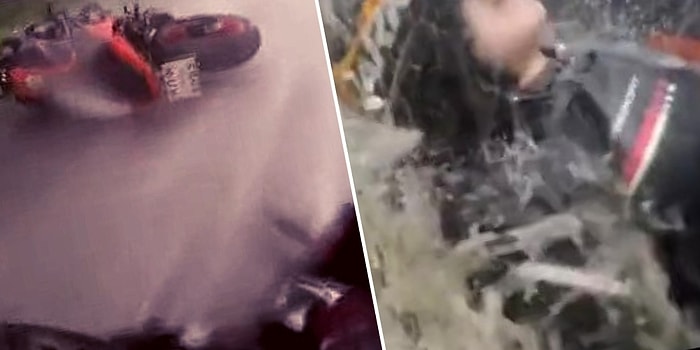 Motosiklet Kazası Geçiren Çiftin, Ölümüne Aşkın Kanıtı Niteliğindeki Kaza Görüntüleri