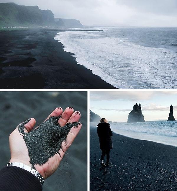 4. İzlanda'da kumları tamamen siyah olan bir sahil vardır.