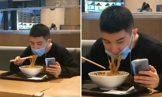 Bir Gün Hepimizin Başına Gelecek: Maskesini Çıkarmadan Yemek Yemeye Çalışan Adamın Dramı