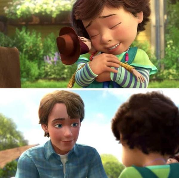 19. 'Oyuncak Hikayesi 3'te Andy'nin Woody de dahil olmak üzere tüm oyuncaklarını Bonnie'ye vermesi.