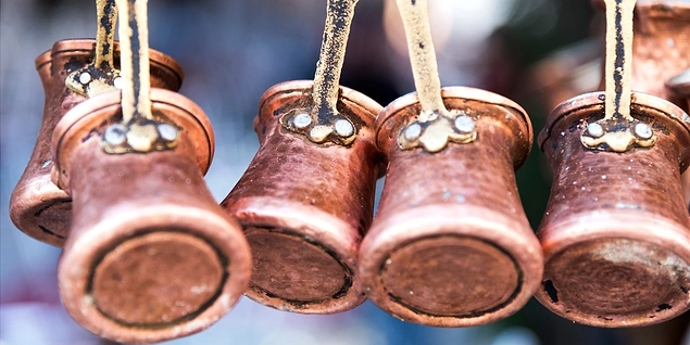 Turkish Copper Coffee Pot Handmade With Embossing And Turkish