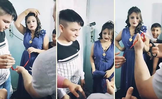 Eli Belinde Kurdelenin Kesilişini Bekleyen Gencin, Nişandan Haberi Yokmuş Gibi Gözüken İlginç Görüntüleri