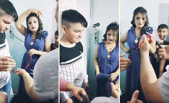 Eli Belinde Kurdelenin Kesilişini Bekleyen Gencin, Nişandan Haberi Yokmuş Gibi Gözüken İlginç Görüntüleri