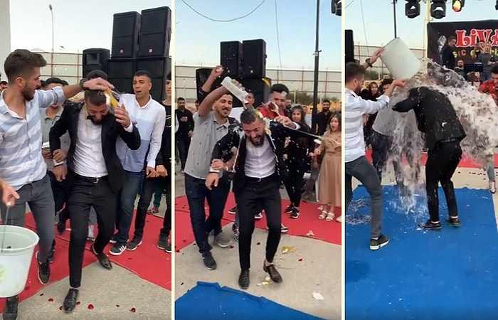 Bu Nasıl Gelenek? Düğünde Damadın Kafasında Yumurta Kırıp Üstüne Süt ve Un Döktüler