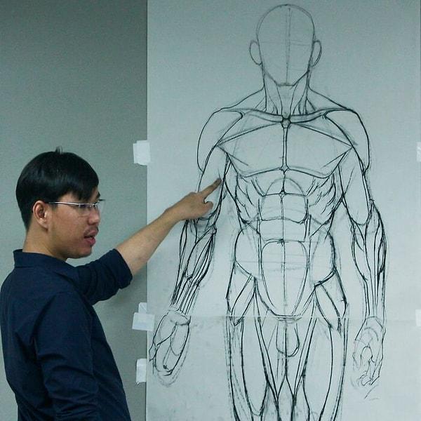 İnsan vücudunun karmaşıklığını kağıt üzerine aktarmayı başaran bu sanatçının başarısı tartışılamaz.