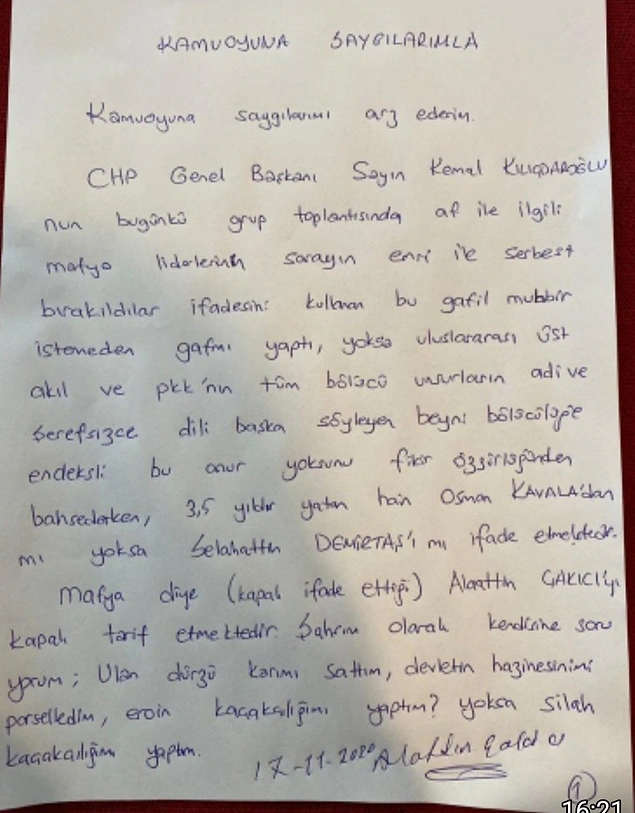 İşte o mesajlar: