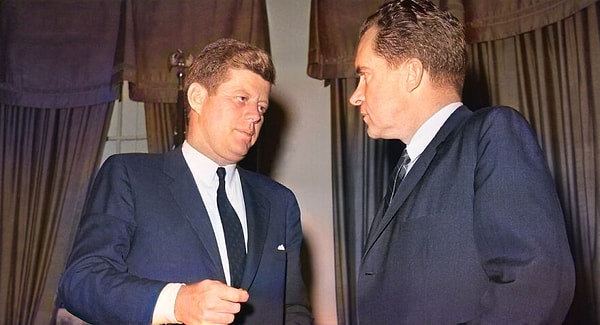 3. Соперники Джон Ф. Кеннеди и Ричард Никсон встретились для беседы