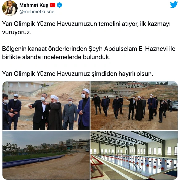 AKP'li Başkan Olimpik Havuzun Temelini Tarikat Şeyhi ile Attı, Tepkiler Gecikmedi: 'Şeyh Hazretleri Milli Yüzücü mü?'