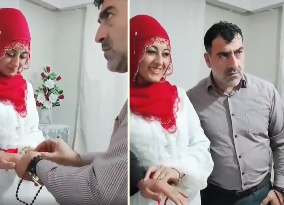 Yüzük Takma Merasimi Sırasında Bakışlarıyla Oğluna Mesajı Gayet Açık Bir Şekilde Veren, Kurdeleyi de Kesmeyen Baba