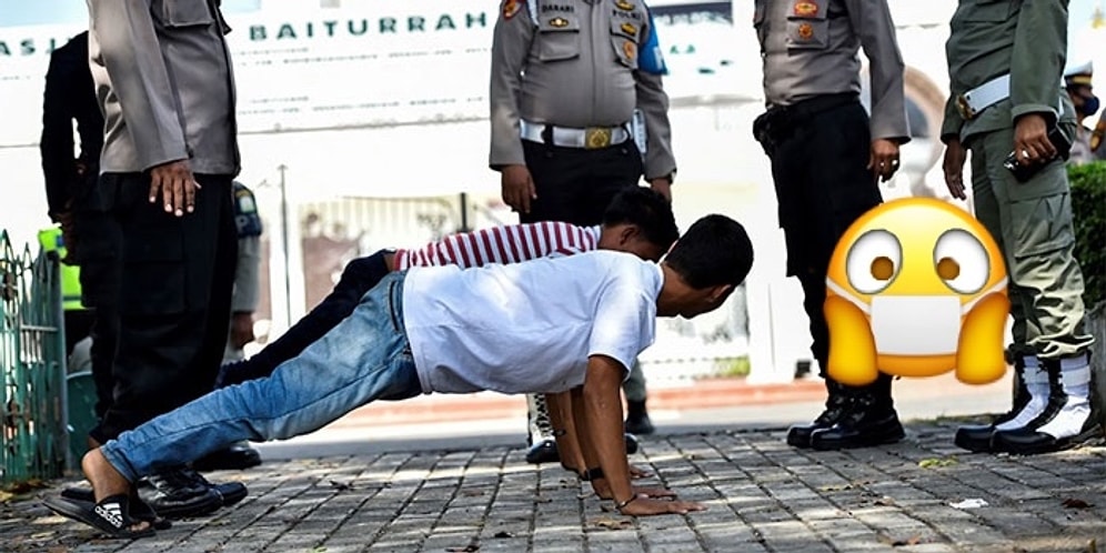 Чтобы другим неповадно было: Нарушителей масочного режима в Индонезии заставляют отжиматься и ... лежать в гробу