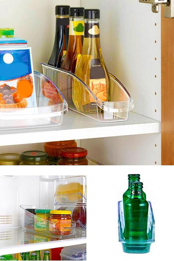 9. Buzdolabınızın içi için bir şişe düzenleyici de hiç fena olmaz sanki.