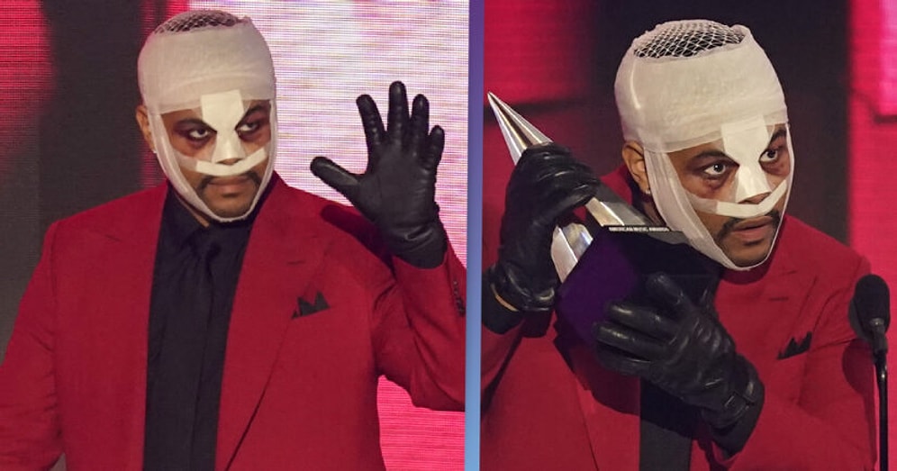 Певец The Weeknd пришел на музыкальную церемонию награждения в бинтах