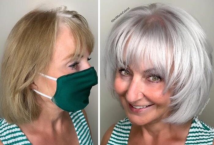 Всем выйти из блонда и каштана: Колорист из Лос-Анджелеса показывает, что седые волосы могут выглядеть по-настоящему круто и свежо (30 преображений)