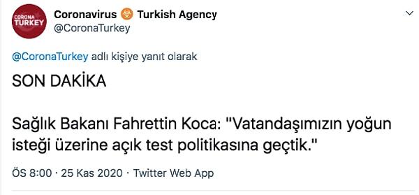 Ancak Fahrettin Koca'nın "yoğun istek üzerine" olduğunu söylediği bu açıklama sosyal medyada tepkiyle karşılanmaktan kurtulamadı.
