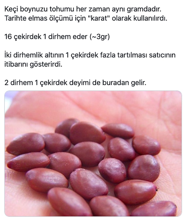 Bu arada iki dirhem bir çekirdekle ilgili sosyal medyada dolaşan şöyle bir söylenti de var.👇