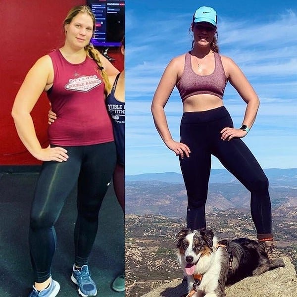 19. "Сбросила 21 килограмм. Между этими фотографиями 1 год разницы. Доверяйте процессу. Не сдавайтесь. Потерпите. Будьте последовательными. Будьте добры к себе. Все это того стоит. Сегодня я совершила 13 километровый поход в горы. Я очень горжусь собой и чувствую, как изменилась внешне и внутри"