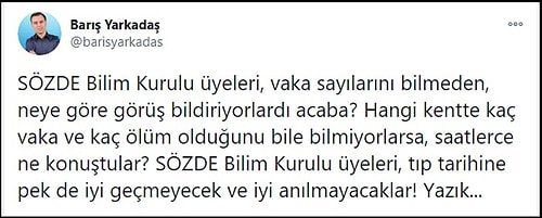 Erdoğan'ın 'Birinci Derecede Sorumlu Bilim Kurulu'dur' Sözleri İçin Ne Dediler?