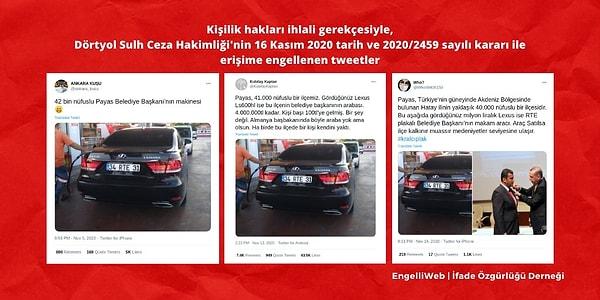 AKP’li belediye başkanının kullandığı araca ilişkin iddiaların yer aldığı tweet'ler