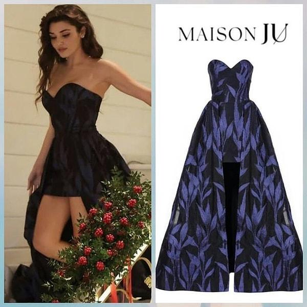 1. Eda'nın üzerindeki siyah lacivert muhteşem elbise Maison Ju marka ve fiyatı 4500 TL!