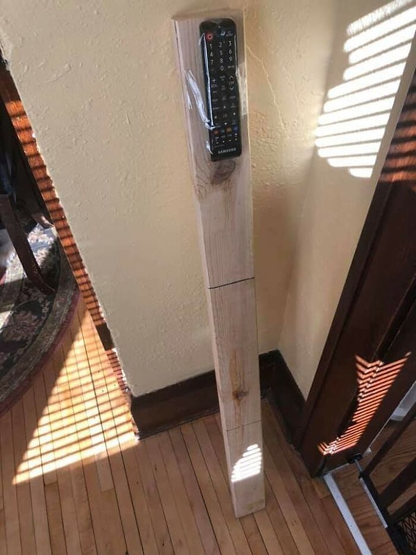 6. "Моя знакомая сделала «палку с пультом дистанционного управления», потому что ее семья часто теряет пульт от телевизора"