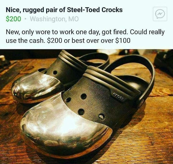 21. Кто не любит кроксы, особенно если они стальные?