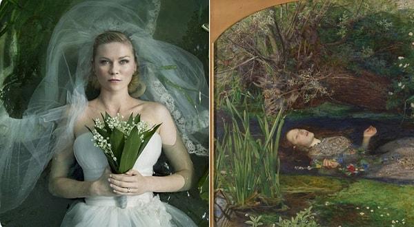 7. Lars von Trier'in meşhur 'Melankoli'si (2011) ve John Everret Millais'in 'Ophelia' (1851-1852) adlı tablosu: