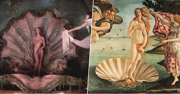 12. Terry Gilliam'ın 'Baron Munchausen'in Maceraları' (1988) adlı filmi ve Sandro Botticelli'nin 'Venüs'ün Doğuşu' (1480-1486) eseri: