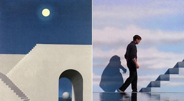 16. Peter Weir'in 'Truman Şov'u (1998) ve René Magritte'ın 'Architecture au clair de lune' (1956) adlı tablosu: