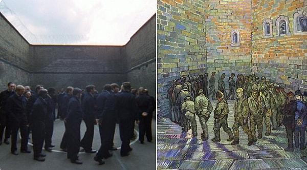 25. Stanley Kubrick'in 'Otomatik Portakal' (1970) adlı filmi ve Vincent van Gogh'un 'Tutuklular Çemberi' (1890) tablosu: